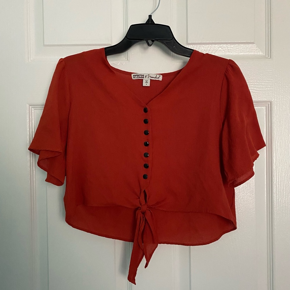 Orange Gypsies & Moondust Crop Top - Size Small